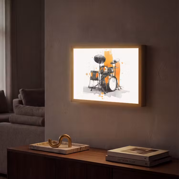 Lightbox - Wandlamp - Drumstel - Oranje - Zwart - Aquarelverf — 2