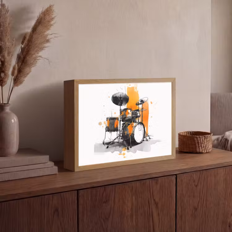 Lightbox - Wandlamp - Drumstel - Oranje - Zwart - Aquarelverf — 4