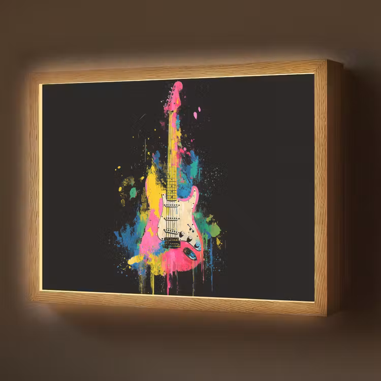 Lightbox - Wandlamp - Gitaar - Kleurrijk - Verf — 1