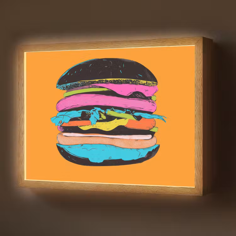 Lightbox - Wandlamp - Hamburger - Kleurrijk - Speels — 1