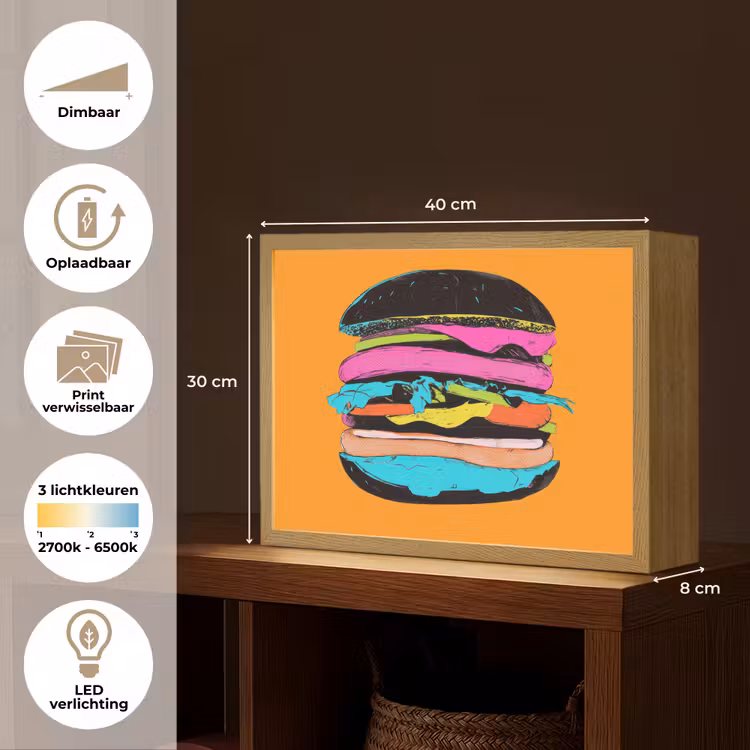 Lightbox - Wandlamp - Hamburger - Kleurrijk - Speels — 10