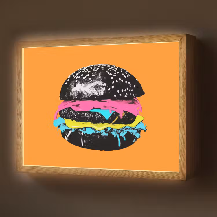 Lightbox - Wandlamp - Hamburger - Oranje - Neon - popart — 1