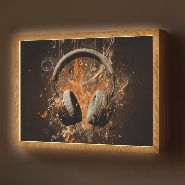 Lightbox - Wandlamp - Koptelefoon - Bruin - Dynamische penseelstreken — 1