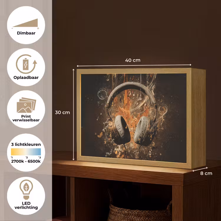 Lightbox - Wandlamp - Koptelefoon - Bruin - Dynamische penseelstreken — 10