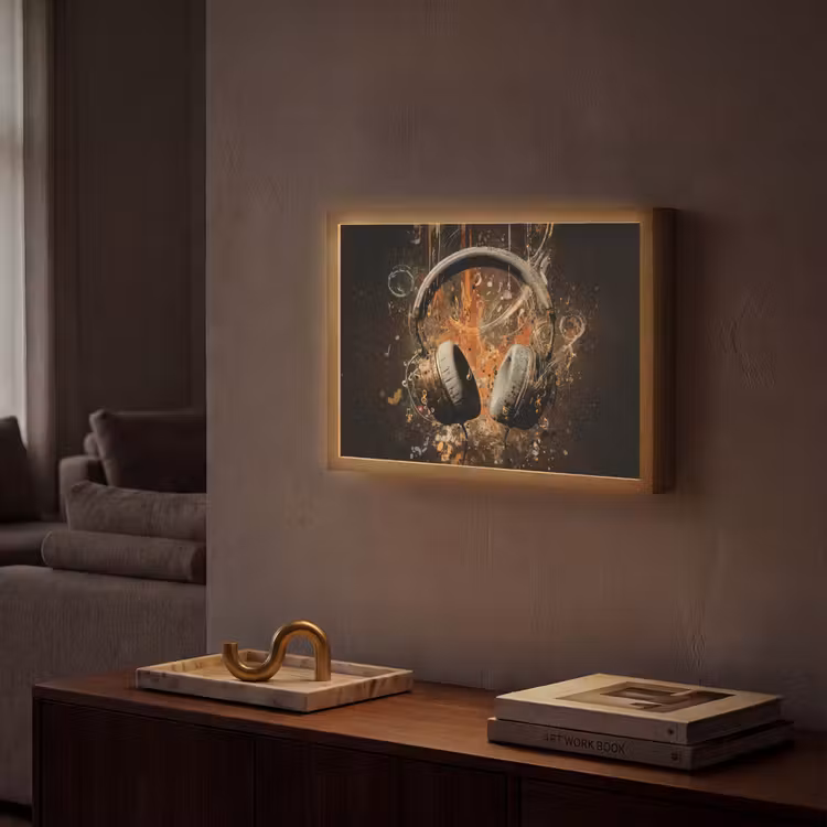 Lightbox - Wandlamp - Koptelefoon - Bruin - Dynamische penseelstreken — 2