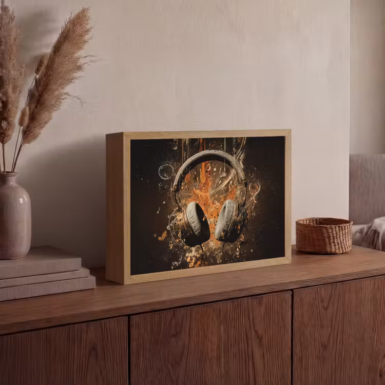 Lightbox - Wandlamp - Koptelefoon - Bruin - Dynamische penseelstreken — 4