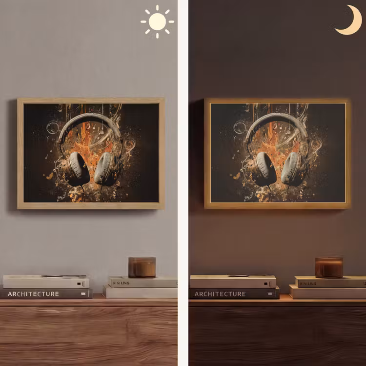 Lightbox - Wandlamp - Koptelefoon - Bruin - Dynamische penseelstreken — 6