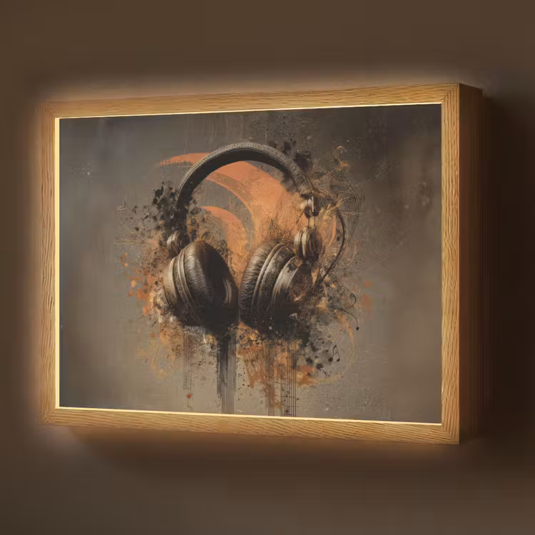 Lightbox - Wandlamp - Koptelefoon - Bruin - Verf - Vintage — 1