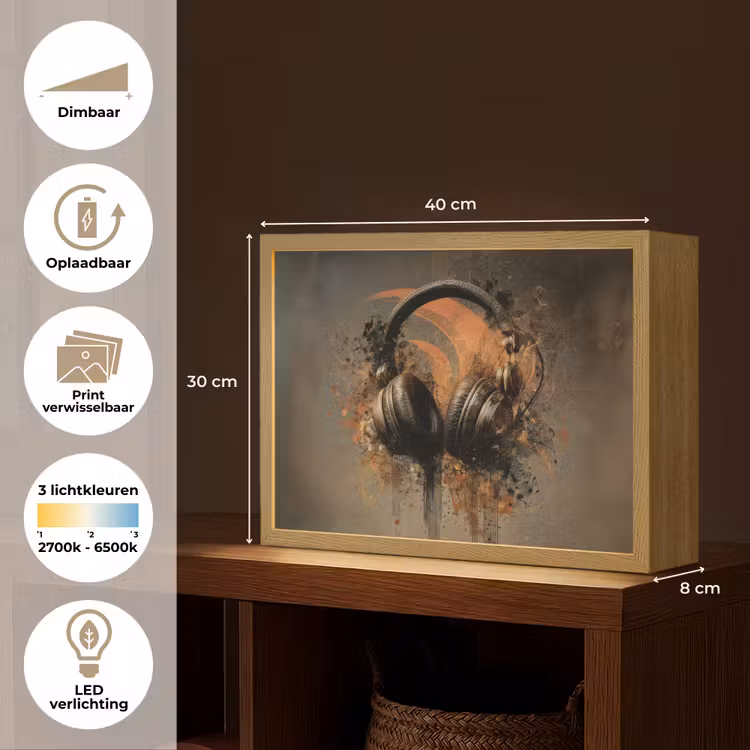 Lightbox - Wandlamp - Koptelefoon - Bruin - Verf - Vintage — 10