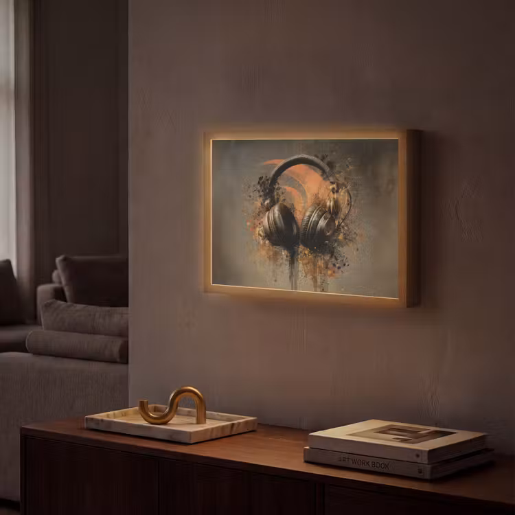 Lightbox - Wandlamp - Koptelefoon - Bruin - Verf - Vintage — 2