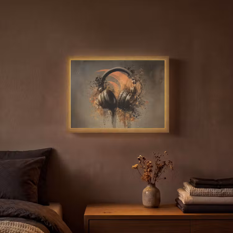 Lightbox - Wandlamp - Koptelefoon - Bruin - Verf - Vintage — 3