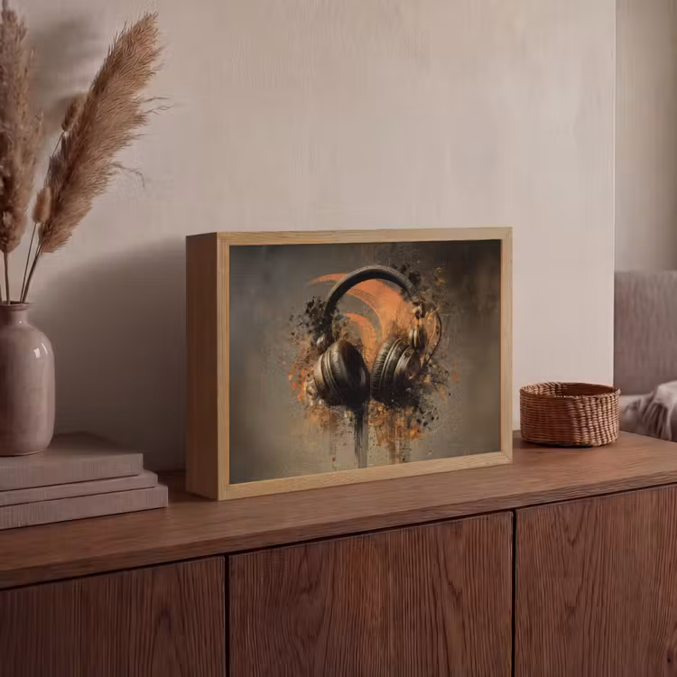 Lightbox - Wandlamp - Koptelefoon - Bruin - Verf - Vintage — 4