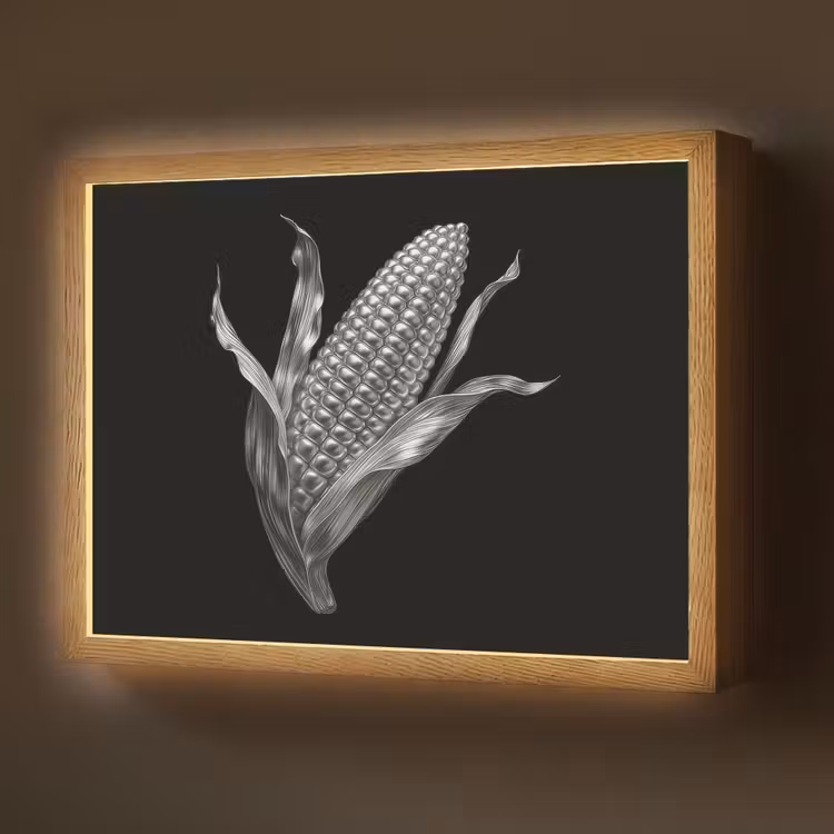 Lightbox - Wandlamp - Maïskolf - Glanzend metaal - Elegant — 1