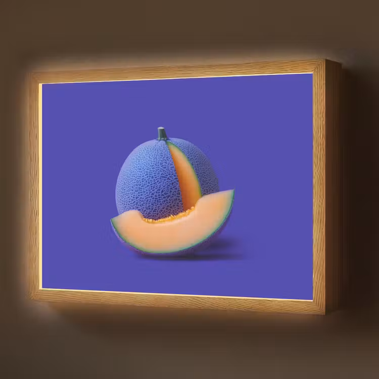 Lightbox - Wandlamp - Meloen - Blauw - Oranje - Kunstzinnig — 1