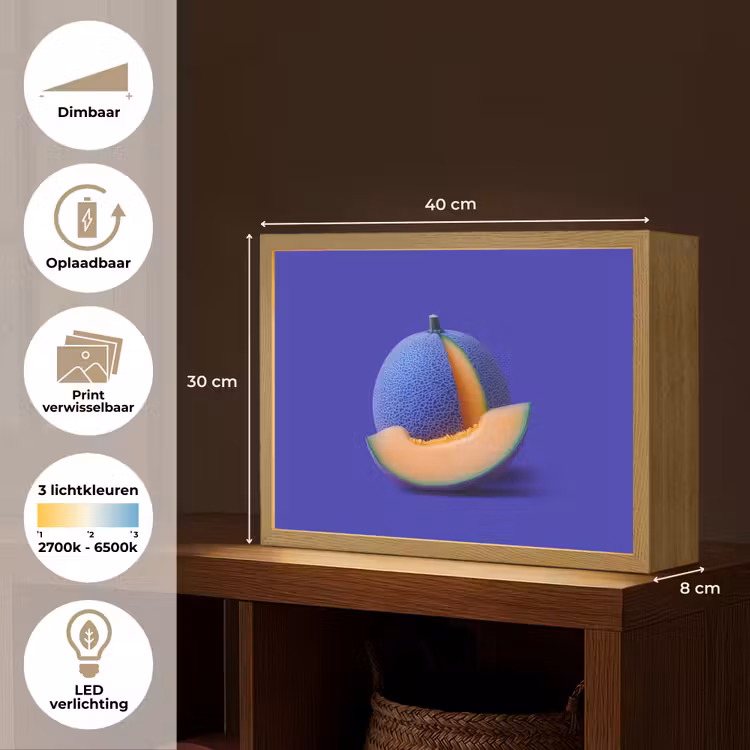 Lightbox - Wandlamp - Meloen - Blauw - Oranje - Kunstzinnig — 10