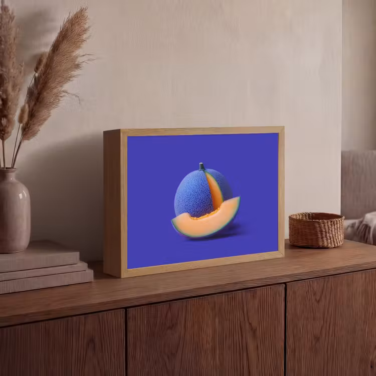 Lightbox - Wandlamp - Meloen - Blauw - Oranje - Kunstzinnig — 4
