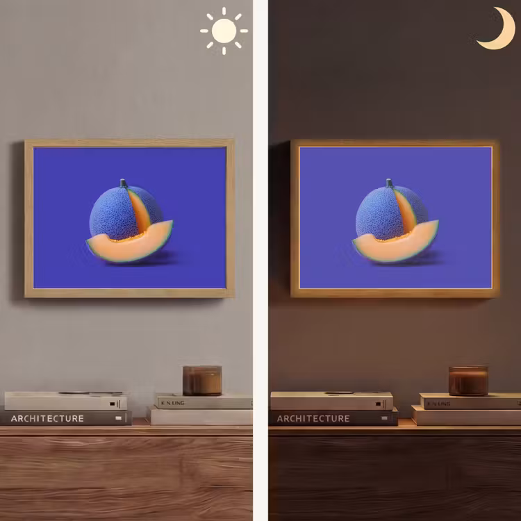 Lightbox - Wandlamp - Meloen - Blauw - Oranje - Kunstzinnig — 6