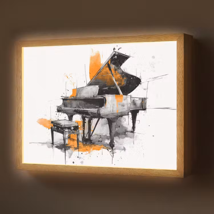 Lightbox - Wandlamp - Piano - Oranje - Zwart - schets lijnen — 1