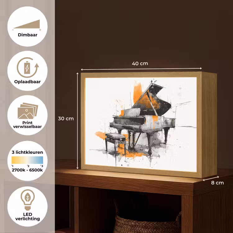 Lightbox - Wandlamp - Piano - Oranje - Zwart - schets lijnen — 10