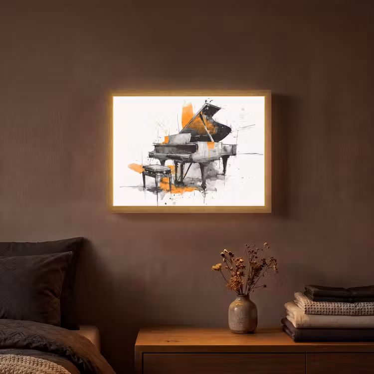Lightbox - Wandlamp - Piano - Oranje - Zwart - schets lijnen — 3