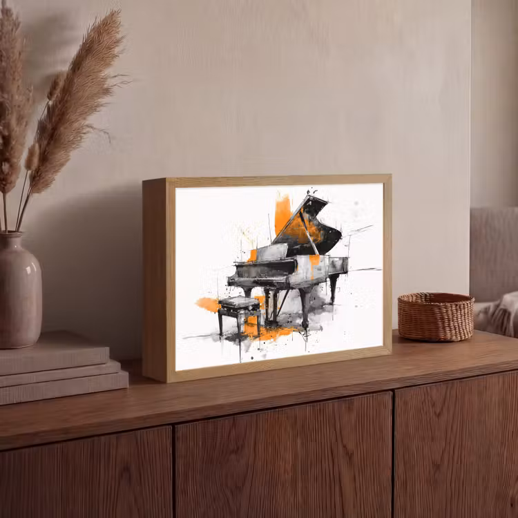 Lightbox - Wandlamp - Piano - Oranje - Zwart - schets lijnen — 4