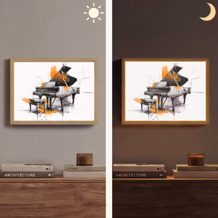 Lightbox - Wandlamp - Piano - Oranje - Zwart - schets lijnen — 6