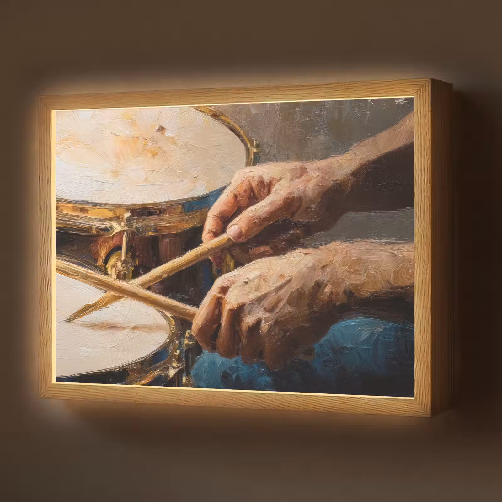 Lightbox - Wandlamp - Drumstokken - Olieverf - Man — 1