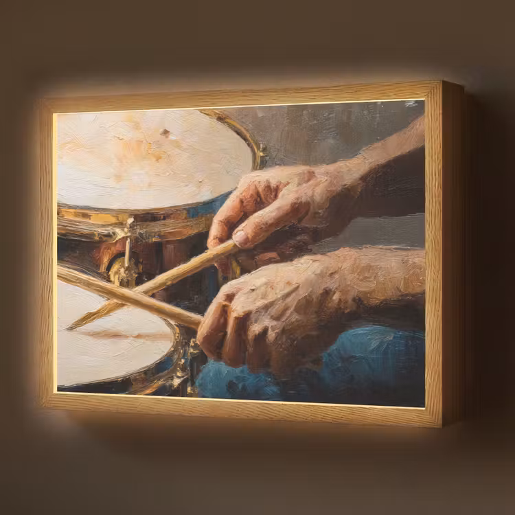 Lightbox - Wandlamp - Drumstokken - Olieverf - Man — 1