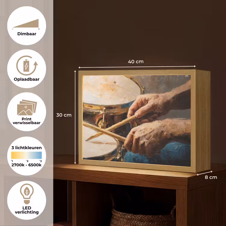 Lightbox - Wandlamp - Drumstokken - Olieverf - Man — 10