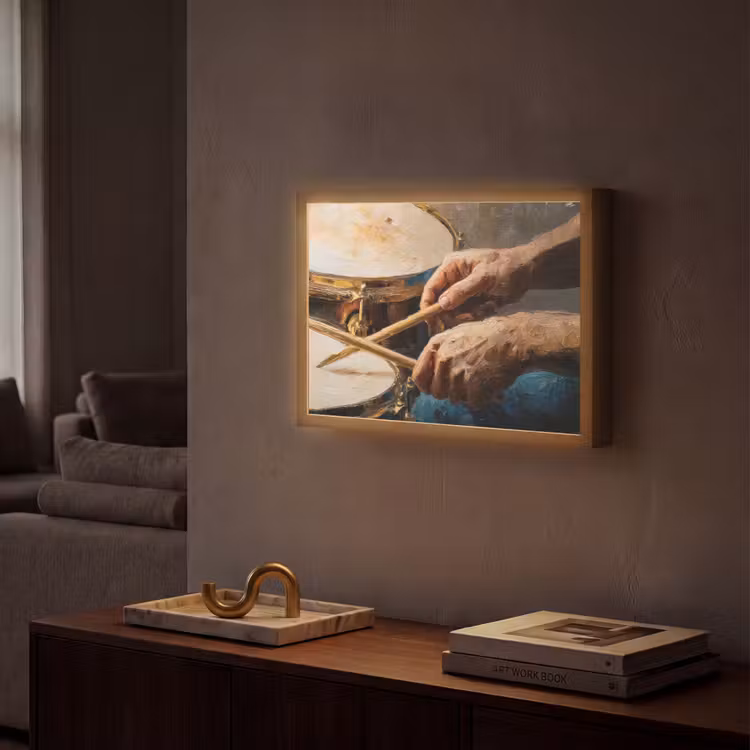 Lightbox - Wandlamp - Drumstokken - Olieverf - Man — 2