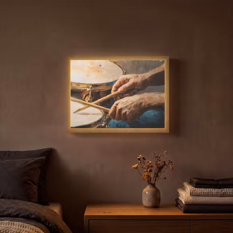 Lightbox - Wandlamp - Drumstokken - Olieverf - Man — 3