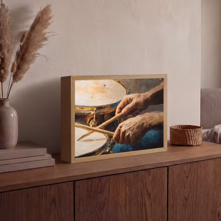 Lightbox - Wandlamp - Drumstokken - Olieverf - Man — 4