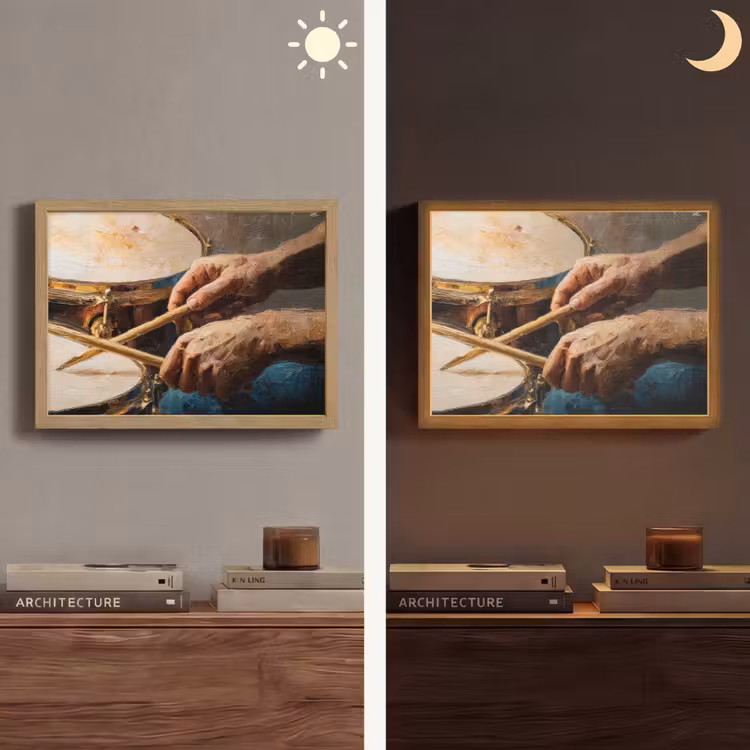 Lightbox - Wandlamp - Drumstokken - Olieverf - Man — 6