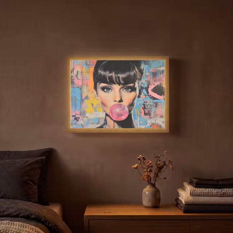 Lightbox - Wandlamp - Kauwgom - Vrouw - Penseelstreken - Modern — 3