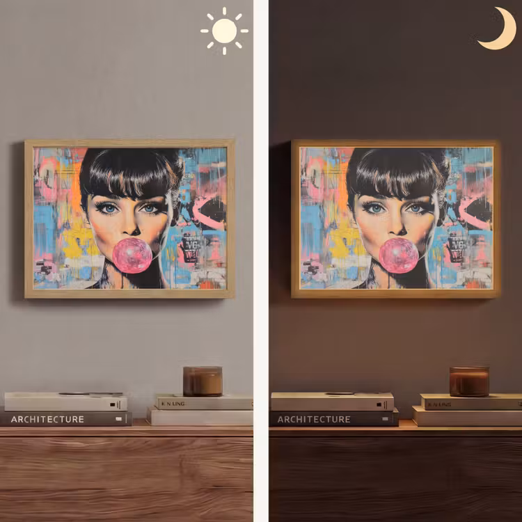 Lightbox - Wandlamp - Kauwgom - Vrouw - Penseelstreken - Modern — 6