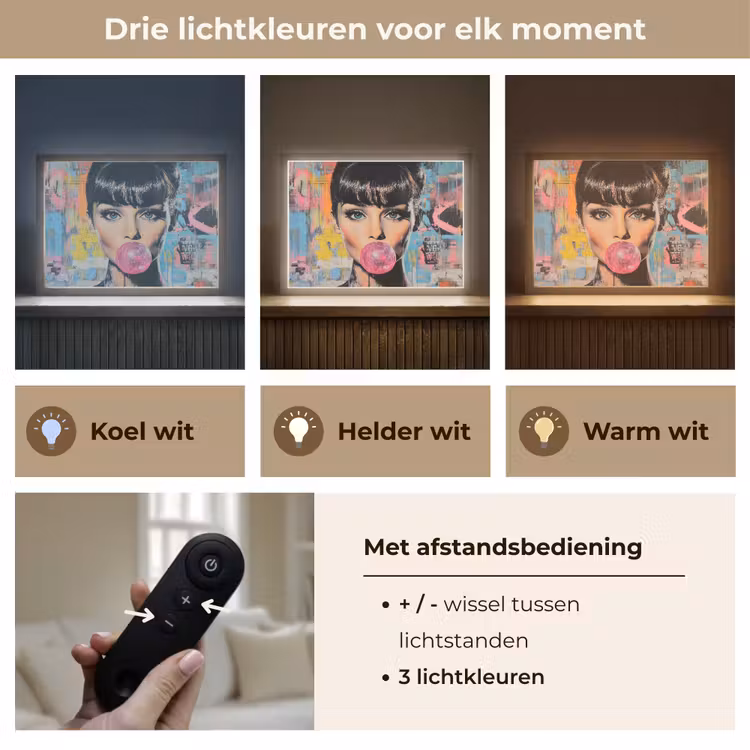 Lightbox - Wandlamp - Kauwgom - Vrouw - Penseelstreken - Modern — 8