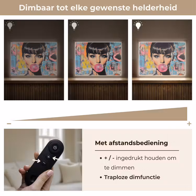 Lightbox - Wandlamp - Kauwgom - Vrouw - Penseelstreken - Modern — 9