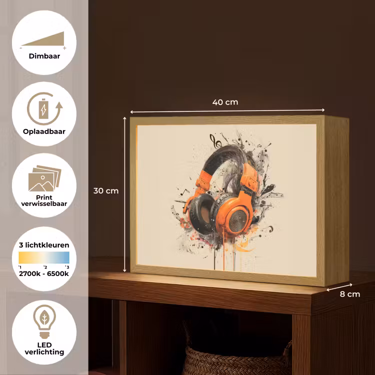 Lightbox - Wandlamp - Koptelefoon - Oranje - Explosief — 10