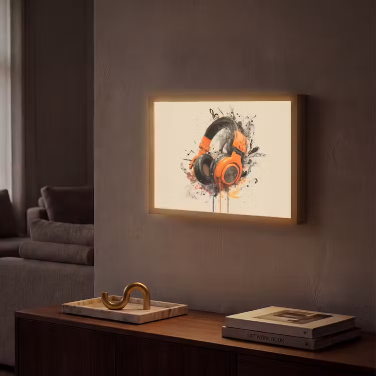 Lightbox - Wandlamp - Koptelefoon - Oranje - Explosief — 2