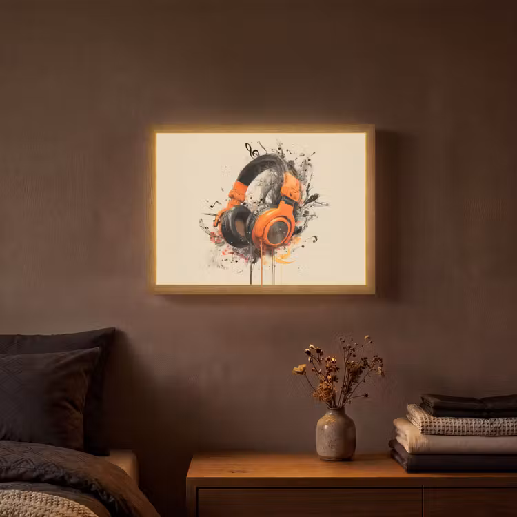 Lightbox - Wandlamp - Koptelefoon - Oranje - Explosief — 3