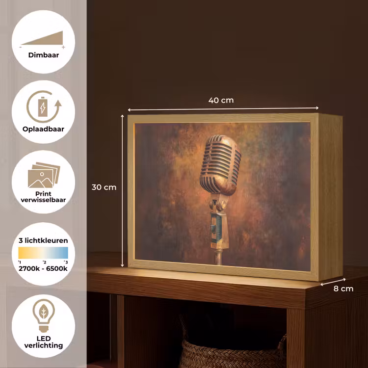 Lightbox - Wandlamp - Microfoon - Bruin - Klassiek — 10