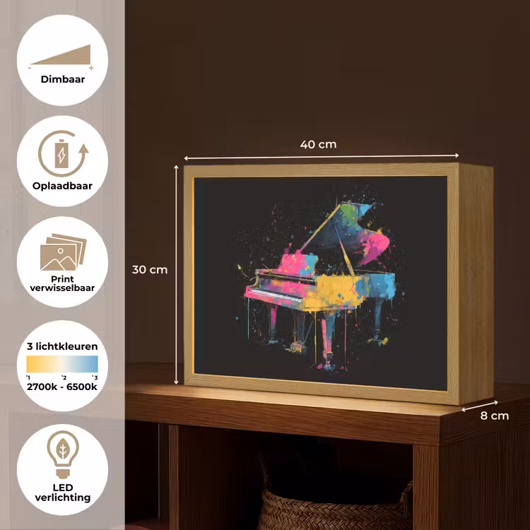 Lightbox - Wandlamp - Piano - Kleurrijk - Verf - Modern — 10