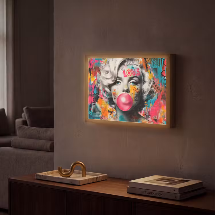 Lightbox - Wandlamp - Vrouw - Kauwgom - Graffiti - Neonkleuren — 2