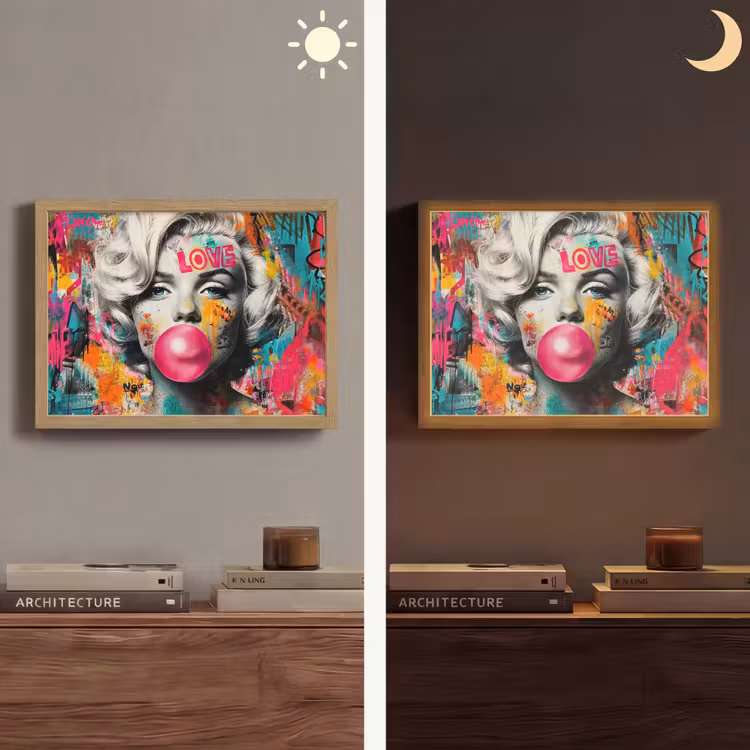 Lightbox - Wandlamp - Vrouw - Kauwgom - Graffiti - Neonkleuren — 6