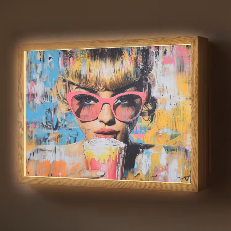 Lightbox - Wandlamp - Zonnebril - Vrouw - Kleurrijk - Verfspetters — 1