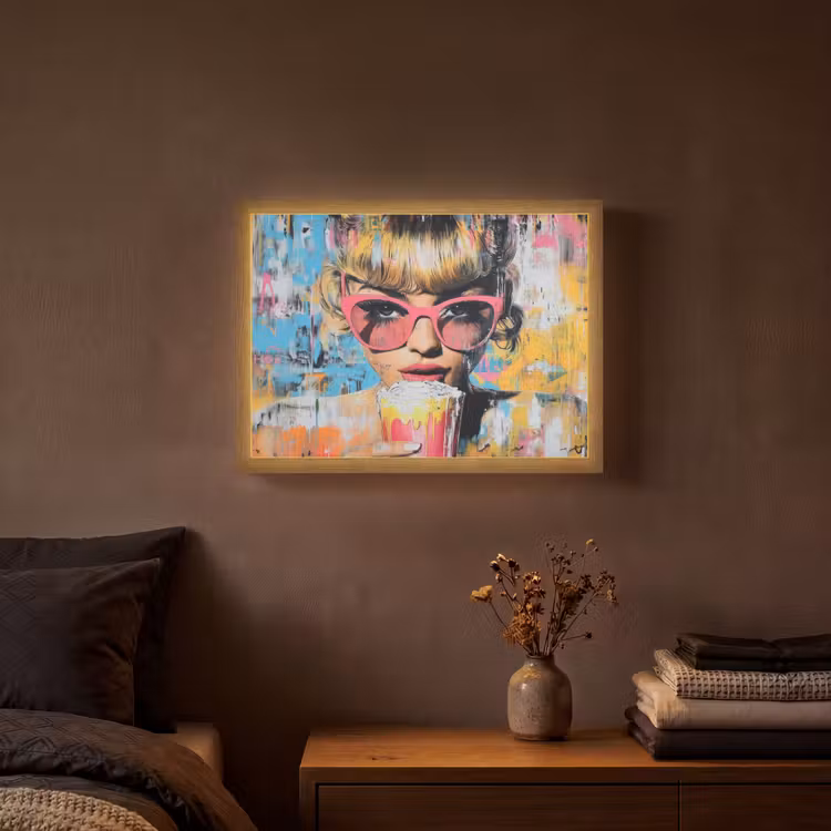Lightbox - Wandlamp - Zonnebril - Vrouw - Kleurrijk - Verfspetters — 3