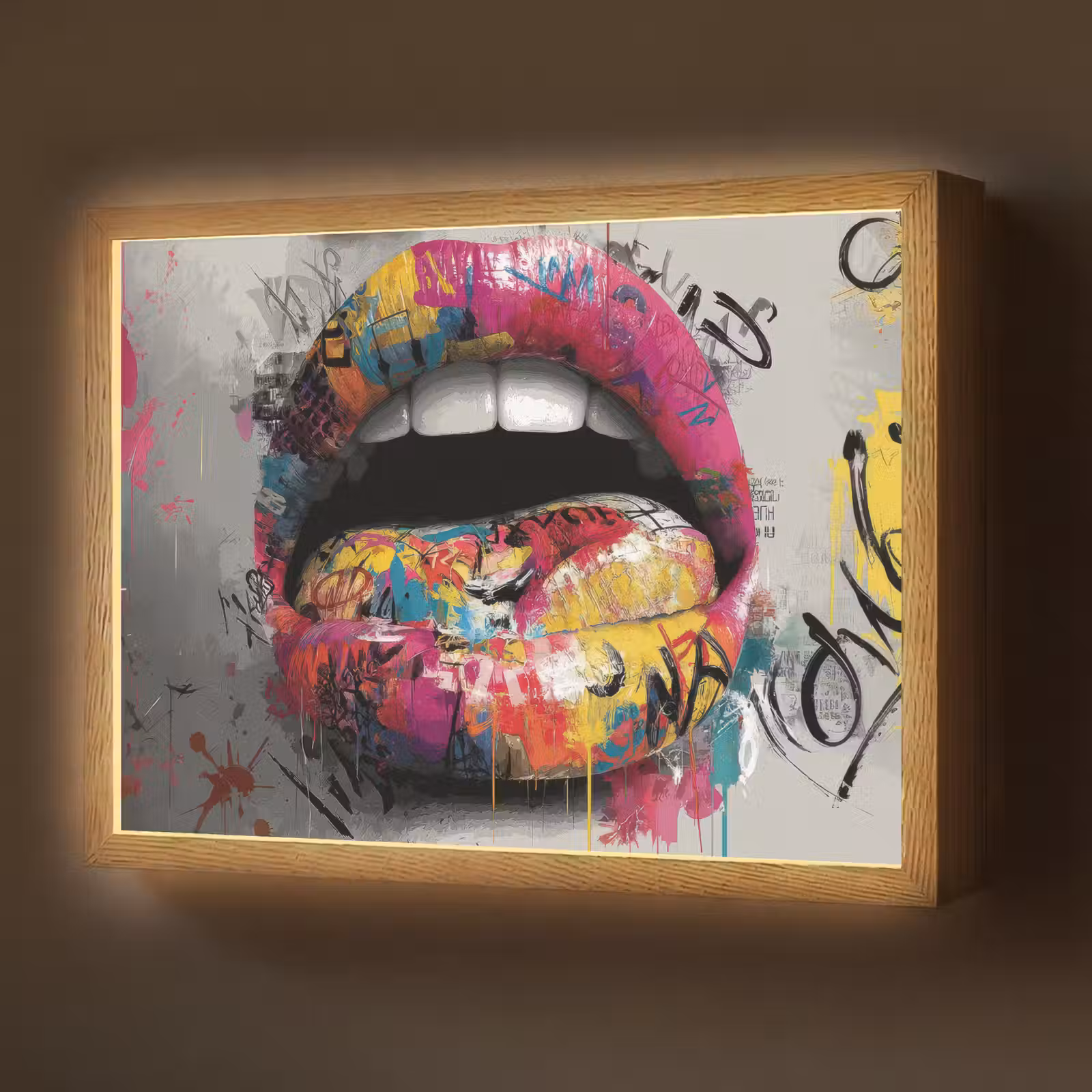 Lightbox - Wandlamp - Lippen - Graffiti - Expressief — 1