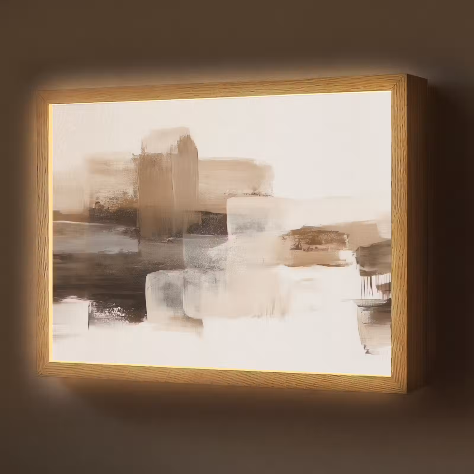 Lightbox - Wandlamp - Penseelstreken - Abstract landschap - Rust — 1