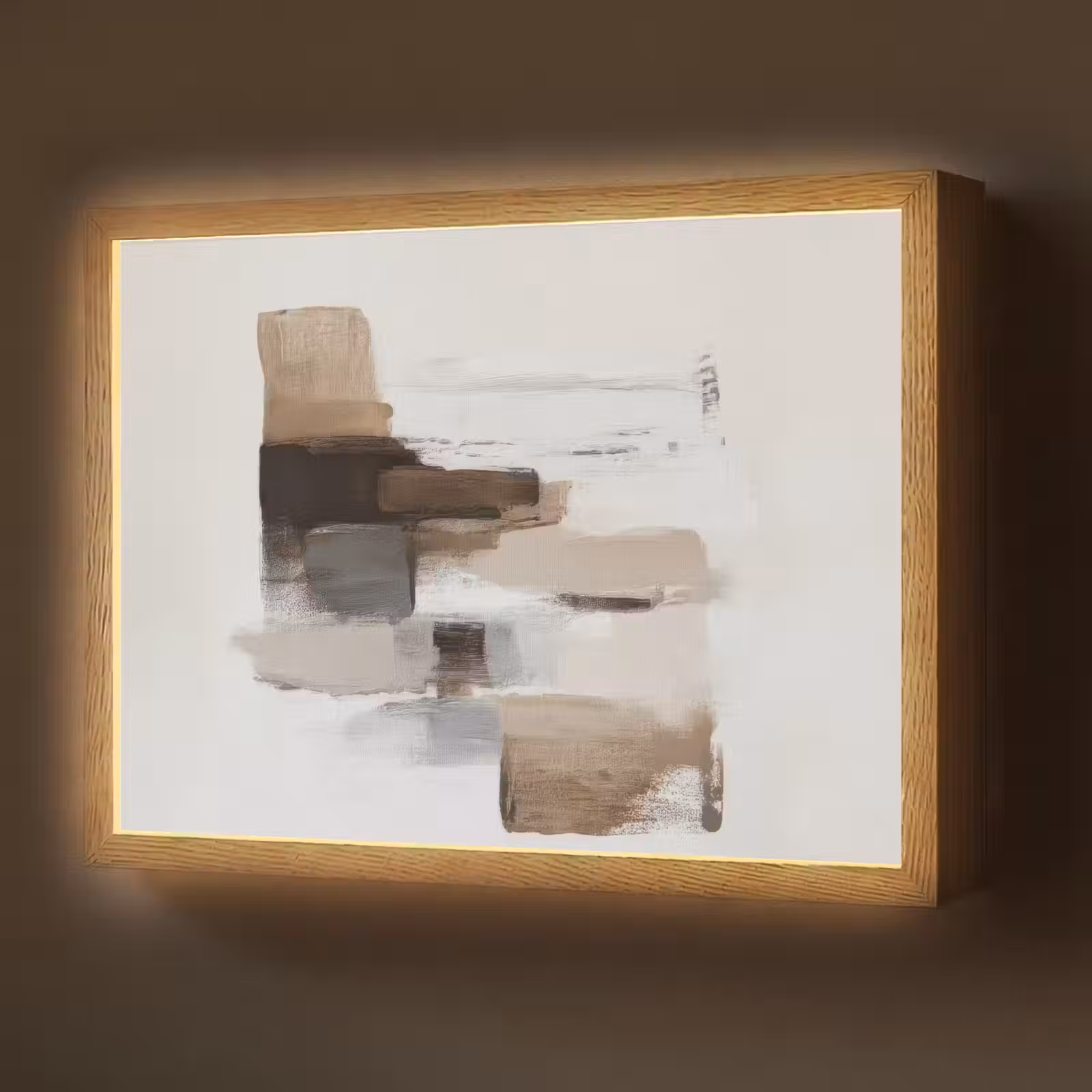 Lightbox - Wandlamp - Penseelstreken - Balans - Beige - Bruin — 1