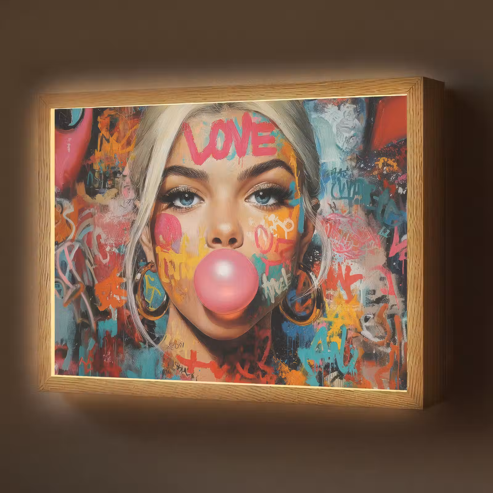 Lightbox - Wandlamp - Vrouw - Kauwgom - Graffiti - Love — 1